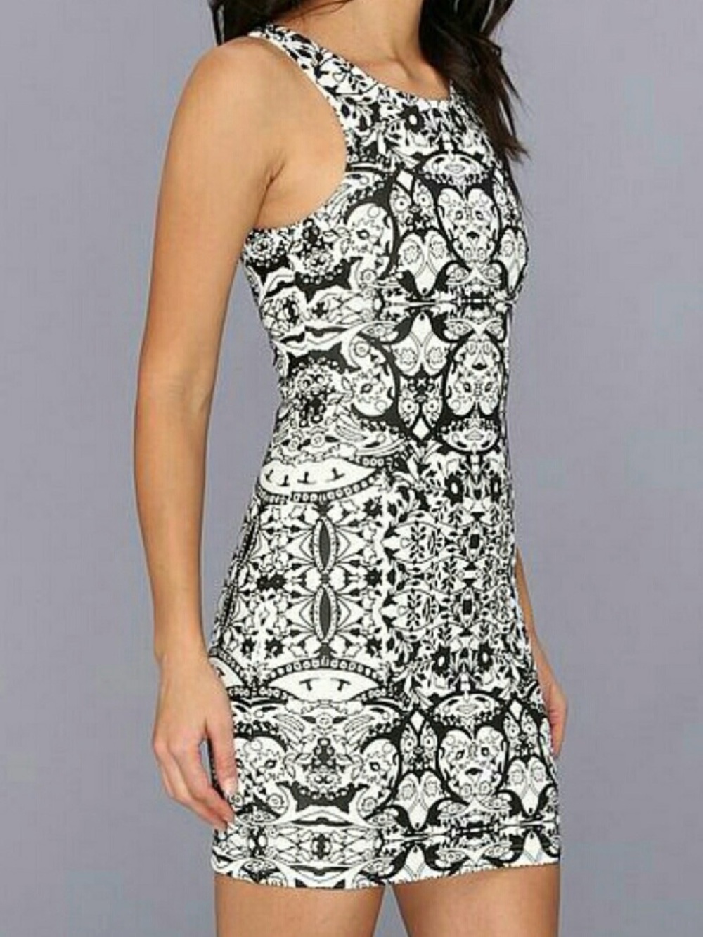 Minkpink | Black and White Die Cut Mini Dress, S